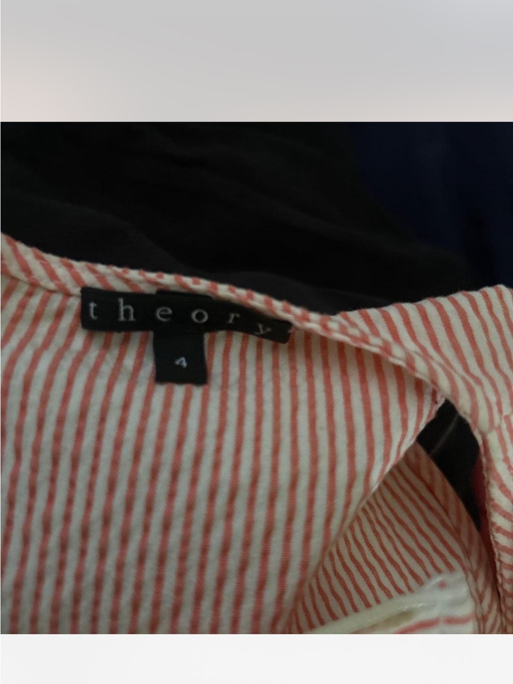Theory Coral and White Narrow-Striped dress